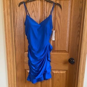 B Darlin Cobalt Blue Gathered Mini Dress